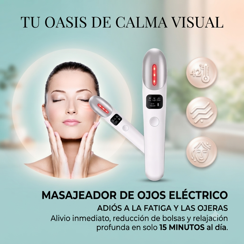 Varita de Levantamiento de Ojos, 3 en 1 con Luz Roja Vibratoria 98°F a 113°F Pantalla LCD Masajeador de Ojos para Ojos Secos, Ojeras e Hinchazón,