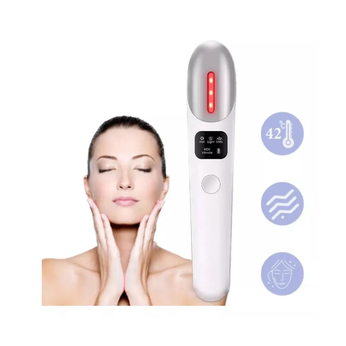Varita de Levantamiento de Ojos, 3 en 1 con Luz Roja Vibratoria 98°F a 113°F Pantalla LCD Masajeador de Ojos para Ojos Secos, Ojeras e Hinchazón,