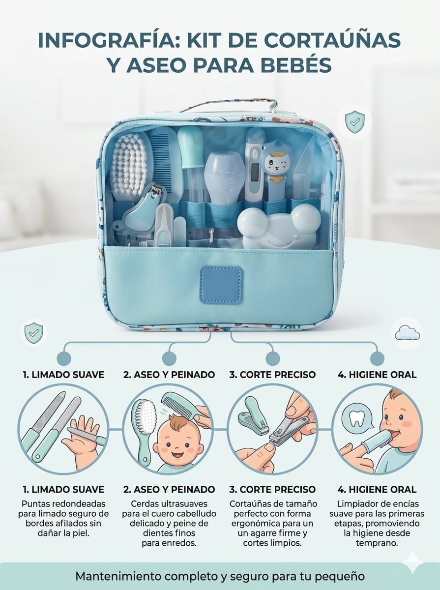 Juego de 13 Piezas de Aseo para Recién Nacidos, Kit de Cuidado  Bebés,